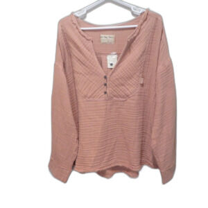 NWT Free People We the Free Easy Sunday Oversized Pullover Peach Shirt Tunic